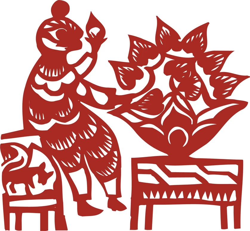 中国风中式传统喜庆民俗人物动物窗花剪纸插画边框AI矢量PNG素材【2275】